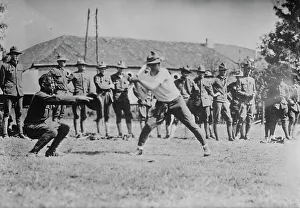 Y.M.C.A. hut in France, soldiers ball game, 1917 or 1918. Creator: Bain News Service