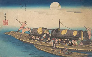 Boatmen Prints: Yodogawa, ca. 1834. ca. 1834. Creator: Ando Hiroshige