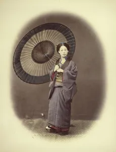 Geta Prints: A Yokohama Belle, 1866-1867. Creator: Felice Beato