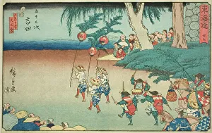 Yoshida—No. 35, from the series Fifty-three Stations of the Tokaido (Tokaido gojusan... c.1847/52. Creator: Ando Hiroshige. Yoshida—No. 35, from the series Fifty-three Stations of the Tokaido (Tokaido gojusan... c.1847/52)