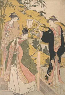 Serenade Prints: Yoshitsune Serenading Jorurihime, ca. 1785. Creator: Torii Kiyonaga