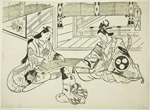 Torii School Prints: Yoshitsune (Ushiwaka) and Princess Joruri