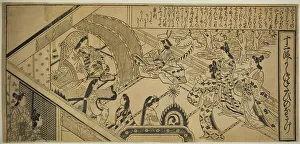 Jihei Sugimura Prints: Yoshitsune's Encouter with Princess Joruri