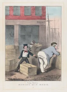 Bottom Prints: Young America Making His Mark, ca. 1840-49. ca. 1840-49. Creator: Anon