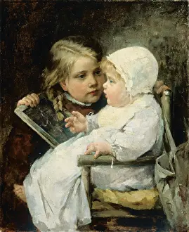 Slate Prints: The Young Artist, 1885. Creator: Ellen Kendall Baker