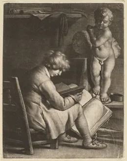 Wallerant Vaillant Prints: Young Artist with a Statue of Cupid. Creator: Wallerant Vaillant