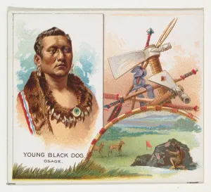 Tomahawk Prints: Young Black Dog, Osage, from the American Indian Chiefs series (N36) for Allen &amp