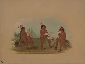 Chinook Prints: Three Young Chinook Men, 1855 / 1869. Creator: George Catlin