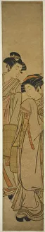 Mendicant Prints: Young Couple Dressed as Mendicant Monks, c. 1777. Creator: Isoda Koryusai