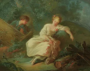 Courtship Prints: Young Couple in a Landscape, c18th century. Creator: Jean Baptiste Marie Huet