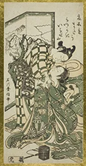 Abuse Prints: Young Couple in Front of a Screen, c. 1748. Creator: Ishikawa Toyonobu