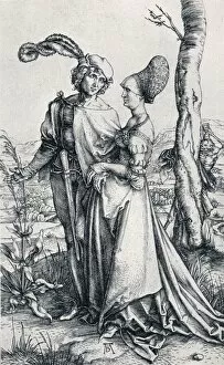 Behind Gallery: Young Couple Threatened by Death` (or `The Promenade ), 1495, (1906). Artist: Albrecht Durer
