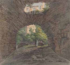Pen And Black Ink Prints: A Young Couple Viewing Ruins near Bingen, 1801. Creator: Christian Georg Schutz