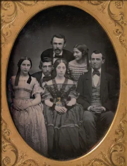 Three Young Couples Dressed in Finery, 1850s. Creator: Unknown