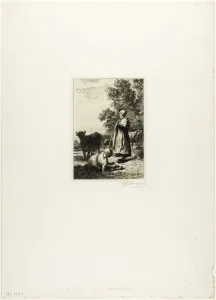Young Cowherds, c. 1864. Creator: Charles Emile Jacque