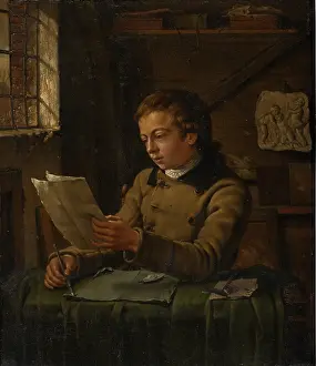 Relief Prints: A Young Draughtsman at Work in His Studio, c1783-1784. Creator: Jan Ekels the Younger
