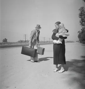 Suitcase Prints: Young family, penniless, hitchhiking on U