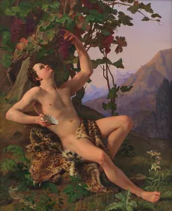 A young faun picking grapes, 1817-1830. Creator: Heinrich Eddelien