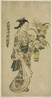 Young Girl Carrying a Flower Arrangement, first half of 18th century Young Girl Carrying a Flower Arrangement, first half of 18th century