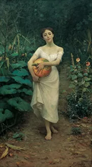 Editor's Picks: Young Girl Carrying a Pumpkin. Artist: Zonaro, Fausto (1854-1929)