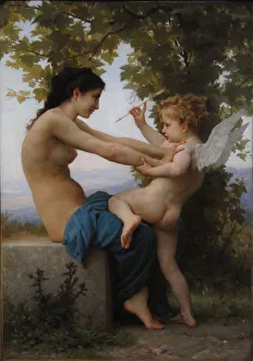 Cupid Prints: A Young Girl Defending Herself Against Eros