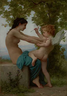 Oil Paint Paint Prints: A Young Girl Defending Herself against Love