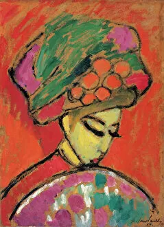 Young Girl with a Flowered Hat, 1910. Artist: Javlensky, Alexei, von (1864-1941)