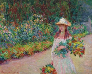 Blooming Prints: Young girl in the garden at Giverny, 1888. Creator: Monet, Claude (1840-1926)