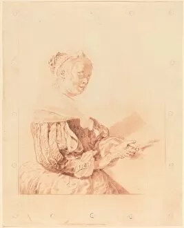 Cornelis Ploos Van Amstel Collection: Young Girl at the Keyboard, 1767. Creator: Johannes Kornlein