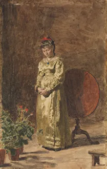 Courtyard Prints: Young Girl Meditating, 1877. Creator: Thomas Eakins