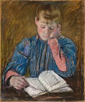 Pastel On Paper Gallery: Young Girl Reading (Jeune Fille Lisant), c. 1894. Creator: Mary Cassatt
