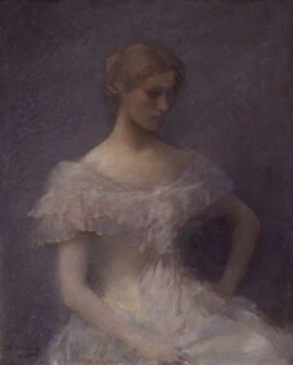 Thoughtful Gallery: Young Girl Seated, 1896. Creator: Thomas W Dewing