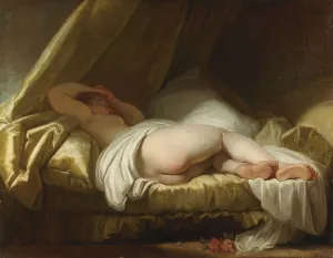 Erotic Prints: Young girl sleeping, Between 1758 and 1761. Artist: Fragonard, Jean Honore (1732-1806)
