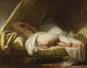 Sleeping Gallery: Young girl sleeping, Between 1758 and 1761. Artist: Fragonard, Jean Honore (1732-1806)