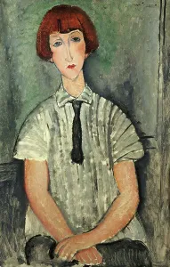 Modigliani Prints: Young Girl with a Striped Blouse, 1917. Creator: Modigliani, Amedeo (1884-1920)