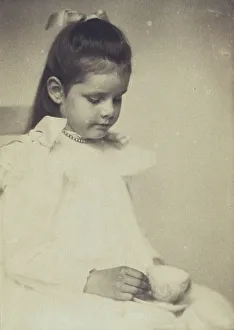 Platinum Prints 1900 Gmgpc Prints: Young girl in white dress, seated holding teacup and saucer