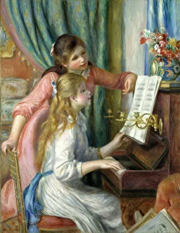 Playing An Instrument Collection: Two Young Girls at the Piano, 1892. Creator: Pierre-Auguste Renoir