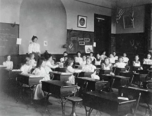 Cyanotypes 1890 1900 Gmgpc Prints: Young girls seated at desks in Washington