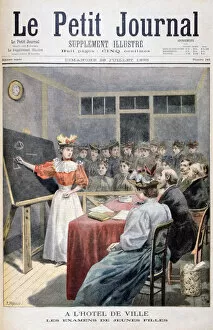 Images Dated 4th May 2007: Young girls taking exams in a Town Hall, France, 1895. Artist: Oswaldo Tofani