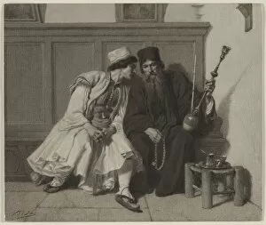 Brush And Gray Wash Gallery: Young Greek Man in Conversation with a Priest, second half 19th century. Creator: Alexandre Bida