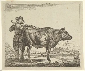 Velde Prints: Young Herdsman with a Bull, from Different Animals, 1659. Creator: Adriaen van de Velde