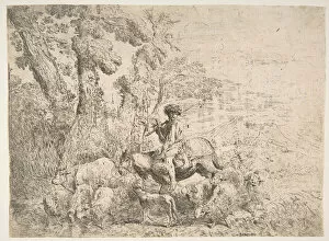 Castiglione Gallery: Young herdsman on horseback, 1638. Creator: Giovanni Benedetto Castiglione