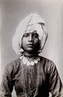 Nose Ring Prints: A young Hindu girl, perhaps a princess, in a studio setting, c1900. Creator: Unknown