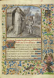 Prayers Prints: A Young Knight in Armour Kneeling in Prayer before Saint Anthony