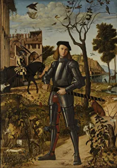 Vittore 1460 1526 Prints: Young Knight in a Landscape, 1510. Artist: Carpaccio, Vittore (1460-1526)
