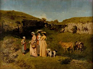 Courbet Prints: Young Ladies of the Village, 1851-52. Creator: Gustave Courbet