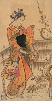 Shigenaga Nishimura Prints: A Young Lady in a Garden. Creator: Nishimura Shigenaga