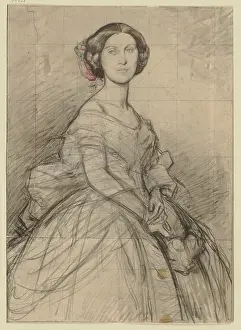 Young lady in half-length portrait, face to face, 19th century. Creator: Jakob Becker