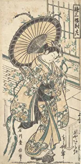 Young Women Collection: Young Lady with Parasol in the Yoshiwara District. Creator: Ishikawa Toyonobu