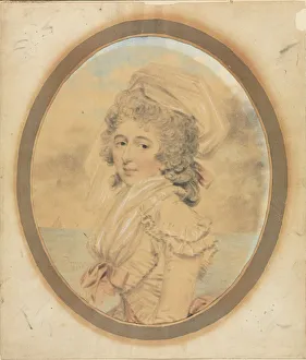 Heightened With White Chalk Prints: Young Lady with a Pink Bow on Her Bodice, 1792. Creator: John Downman (British, 1750-1824)